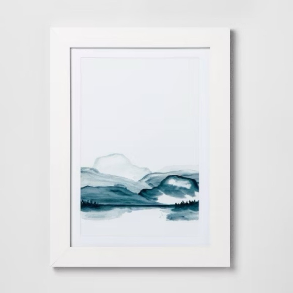 Hearth & Hand White Frame with Blue Landscape Art